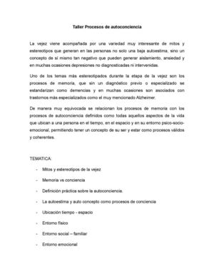 Taller de autoconciencia