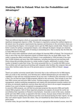 Studying MBA in Finland: What Are the Probabilities and Advantages?