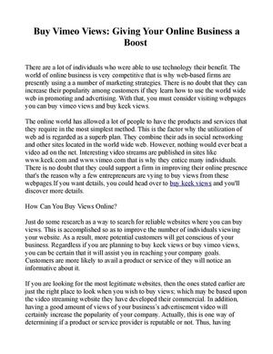 Buy Vimeo Views: Giving Your Online Business a Boost