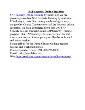 SAP Security Online Training