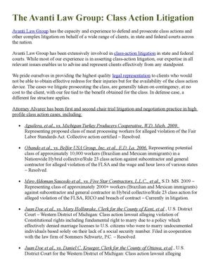 The Avanti Law Group: Class Action Litigation