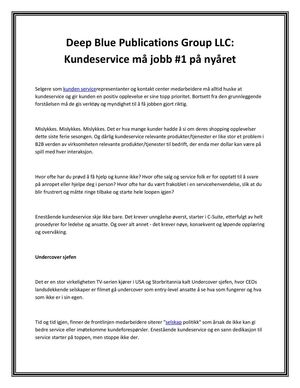 Deep Blue Publications Group LLC: Kundeservice må jobb #1 på nyåret