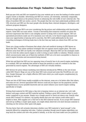 Recommendations For Magic Submitter - Some Thoughts