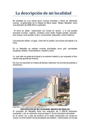 DESCRIPCIÓN DE MAZATLAN, SINALOA