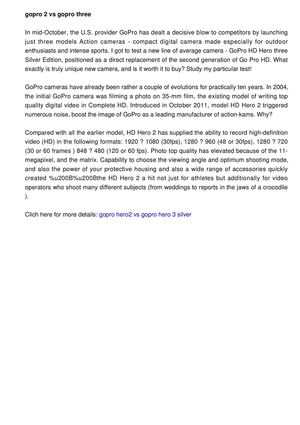 Gopro two vs Gopro three compare cameras for active video shoting