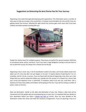 Suggestions on Determing the best Charter Bus for Your Journey