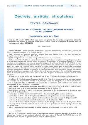 Arrêté_Anguille_2014