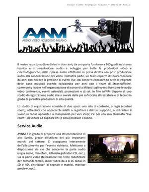 Service Audio - Audio Video Noleggio Milano