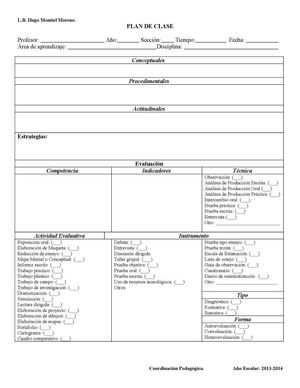 Formato del Plan de Clase