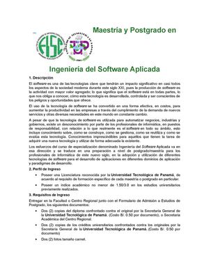 INFORMACIÓN MAESTRÍA EN INGENIERÍA DE SOFTWARE