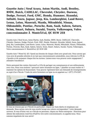 Goyette Auto | Neuf Acura, Aston Martin, Audi, Bentley, BMW, Buick, CADILLAC, Chevrolet, Chrysler, Daewoo, Dodge, Ferrari, Ford, GMC, Honda, Hummer, Hyundai, Infiniti, Isuzu, Jaguar, Jeep, Kia, Lamborghini, Land Rover, Lexus, Lotus, Maserati, Mazda, Mitsu
