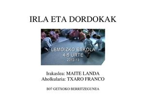 Irla eta dordokak. Lemoizko eskola