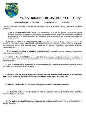 CUESTIONARIOS DE CIENCIAS NATURALES