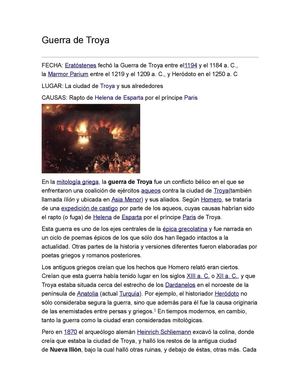 LINEA DE TIEMPO DE LA GUERRA DE TROYA