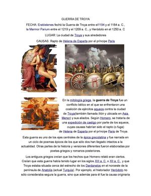LINEA DE TIEMPO DE LA GUERRA DE TROYA
