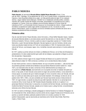 BIOGRAFÍA PÁBLO NERÚDA 