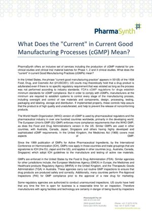 What Does the "Current" in Current Good Manufacturing Processes (cGMP) Mean?
