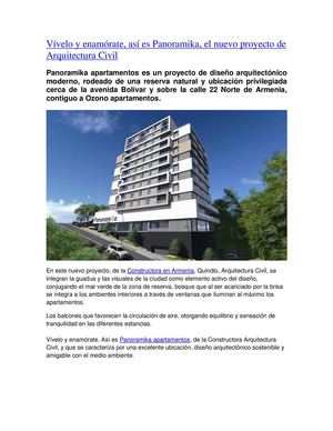 Vívelo y enamórate, así es Panoramika, el nuevo proyecto de Arquitectura Civil