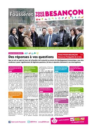 Tous pour Besançon n°2 - Le journal de campagne de Jean-Louis Fousseret