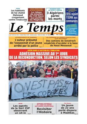 Le Temps d'Algérie Edtion du Lundi 10 Février 2014