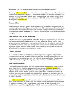 What Should You Take into Consideration before Taking on a Cell Tower Lease?