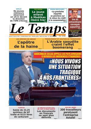 Le Temps d'Algérie Edtion du Mardi 11 Février 2014