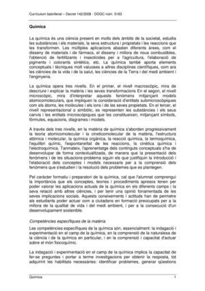 Currículum Química Batxillerat