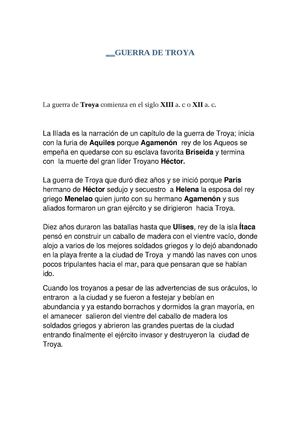 LINEA DE TIEMPO DE LA GUERRA DE TROYA