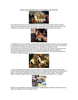 LINEA DE TIEMPO DE LA GUERRA DE TROYA 