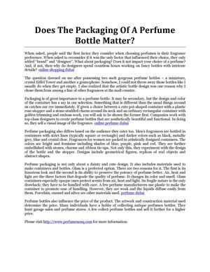 Does The Packaging Of A Perfume Bottle Matter?