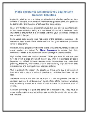 Piano Insurance will protect you against any financial liabilities