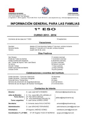 Información para familias de 1º ESO