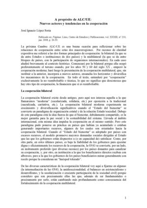 Al propósito de ALC-CUE nuevos actores y tendencias en la cooperación