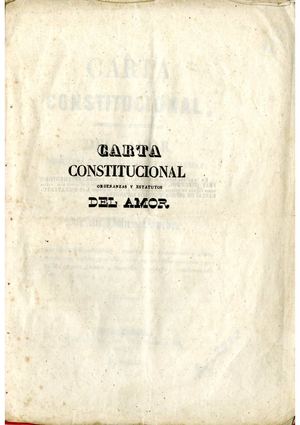 Carta constitucional: Ordenanzas y estatutos del amor (publicada en Barcelona en 1845)