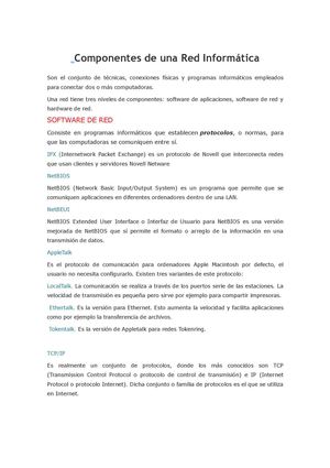Componentés de una red informática