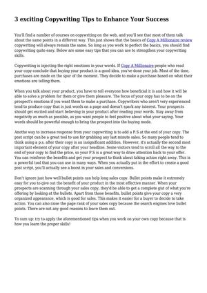 3 exciting Copywriting Tips to Enhance Your Success