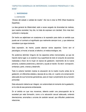 LA MATERNIDAD Y LOS PRIMEROS CUIDADOS