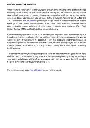 Celebrity Source, Book a Celebrity for the Party or Event