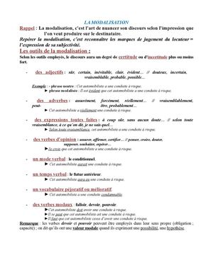 La Modalisation du discours
