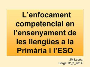 L'enfocament competencial en l'ensenyament de les llengües