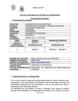 SILABO MATEMÁTICA FINANCIERA