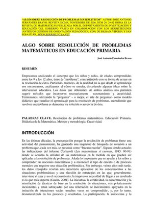 RESOLUCIÓN DE PROBLEMAS MATEMÁTICOS