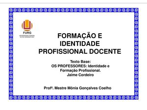 Formação e Identidade Profissional Docente