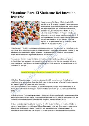 Vitaminas Para El Síndrome Del Intestino Irritable