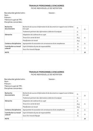 Fiche de notation TPE