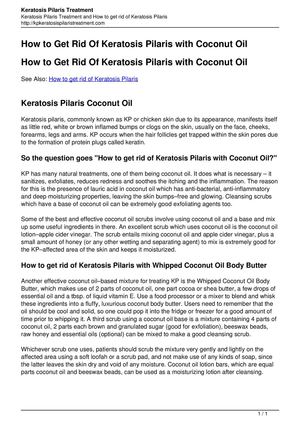 How to get rid of Keratosis Pilaris with Coconut Oil