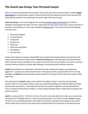 The Avanti Law Group: Your Personal Lawyer