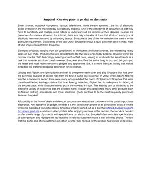 Snapdeal - One stop place to get deal on electronics