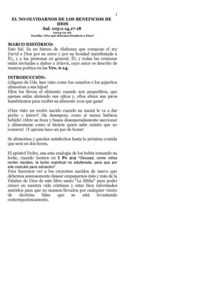 EL NO OLVIDARNOS DE LOS BENEFICIOS  DE DIOS