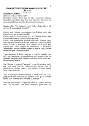 POR QUÉ ES NECESARIO ORAR SIEMPRE